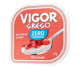 Iogurte Grego Zero Sabor Morango Vigor 90G