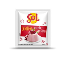 Gelatina Vermelha e sem Sabor Sol 12g